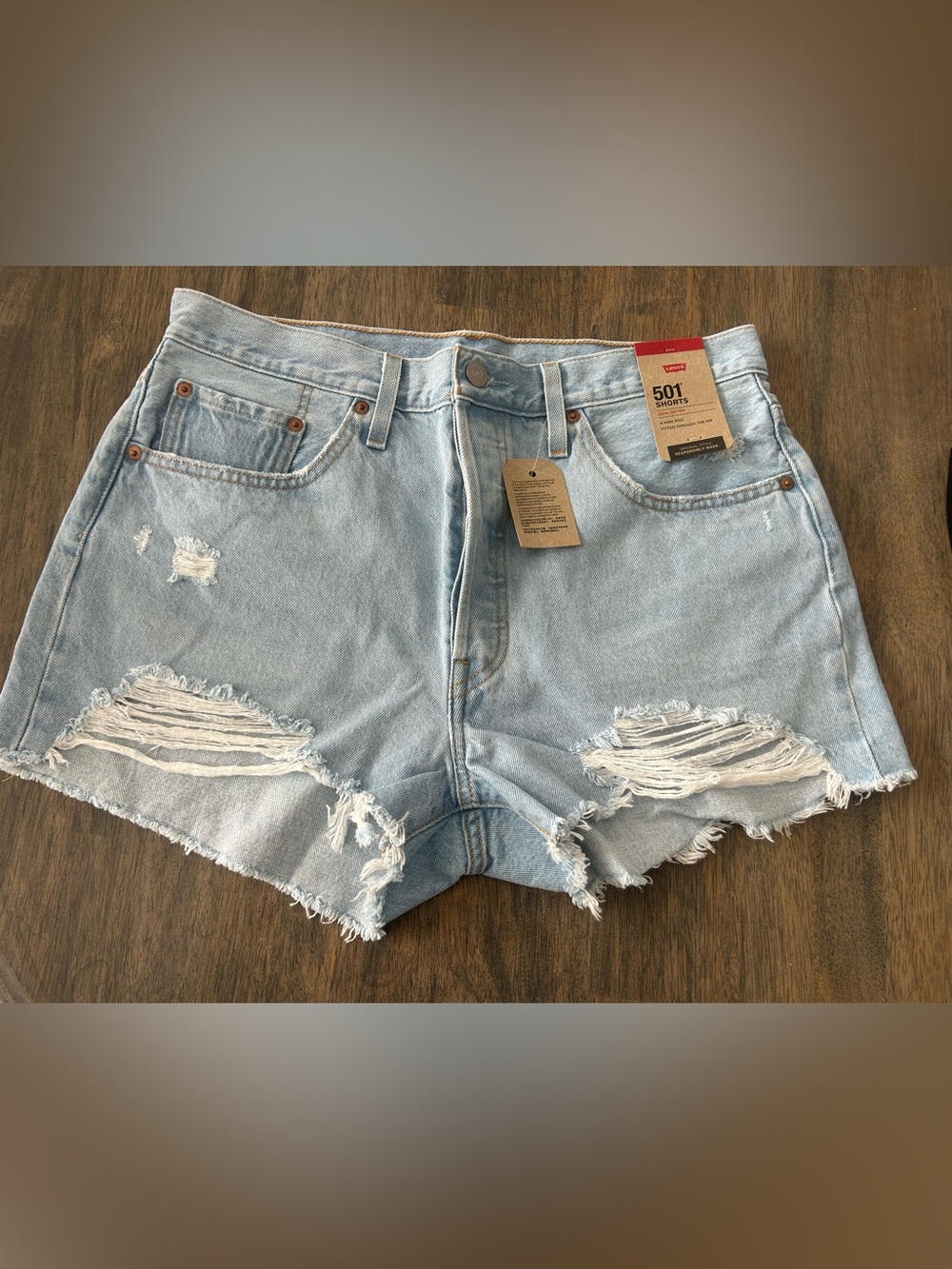 NWT Levi's Women's Light Blue Distressed Jean Shorts
